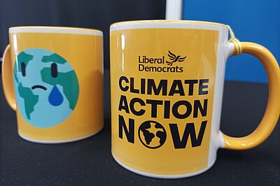 Liberal Democrat Climate Action Now mugs